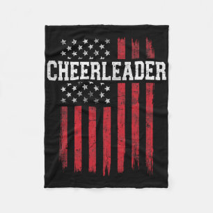 Cheerleader Proud American Flag Usa Patriotic Chee Fleece Blanket