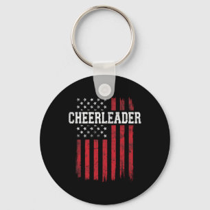 Cheerleader Proud American Flag Usa Patriotic Chee Key Ring