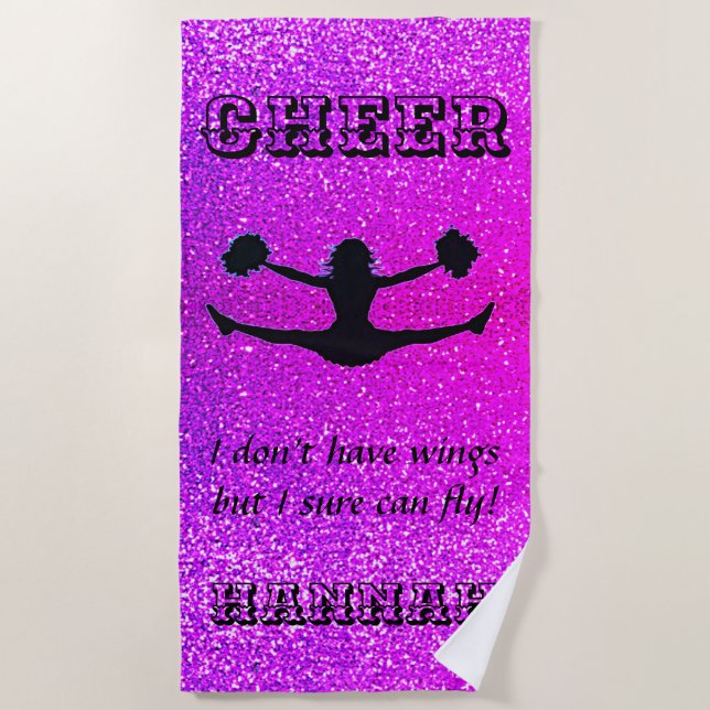 Cheerleader Purple Sparkle Custom Beach Towel (Front)