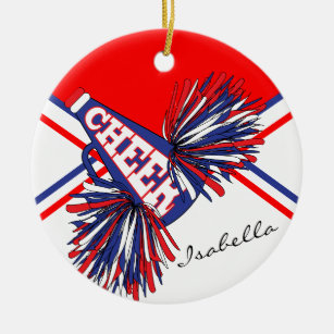 Cheerleader - Red, White and Blue Ceramic Ornament