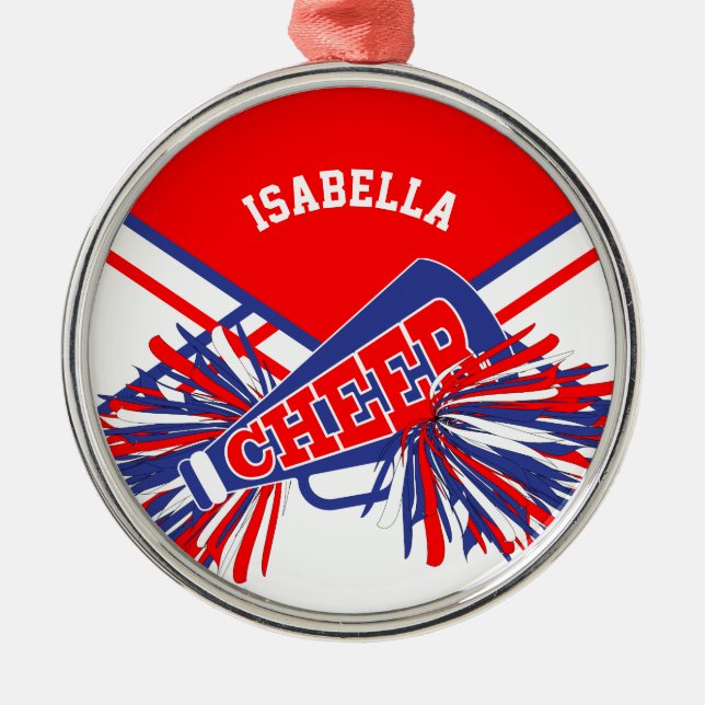 Cheerleader 📣💖 - Red, White and Blue Metal Tree Decoration (Front)