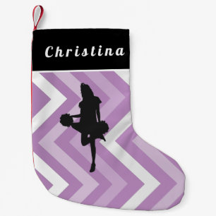 Cheerleader Silhouette Cheer Cute Pink Pretty Name Small Christmas Stocking