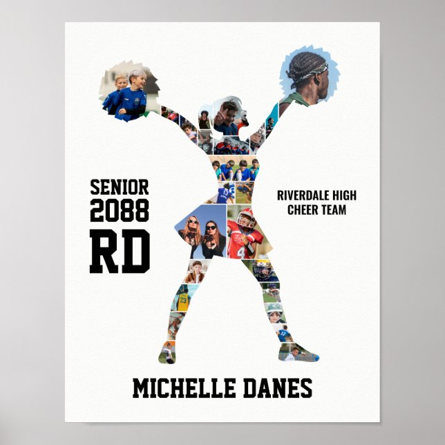 Cheerleader Silhouette Cheer Team Photo Collage Poster (Front)