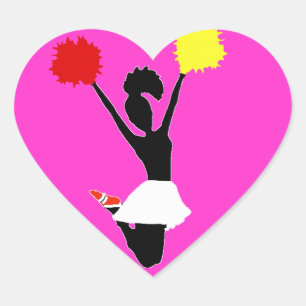 Cheerleader Silhouette Heart Sticker