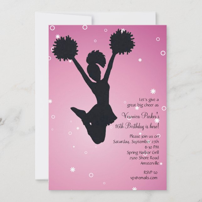 Cheerleader Silhouette Invitation (Front)