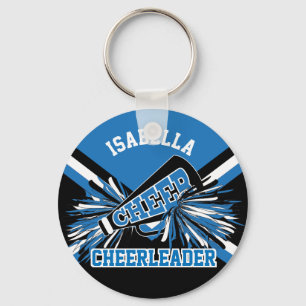 Cheerleader Spirit - Blue, Black and White Key Ring