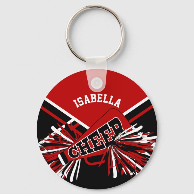 Cheerleader Spirit - Dark Red, Black and White Key Ring (Front)