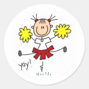 Cheerleader Stick Fgure Classic Round Sticker