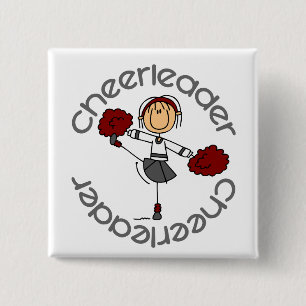 Cheerleader Stick Figure 15 Cm Square Badge