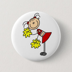 Cheerleader Stick Figure 6 Cm Round Badge