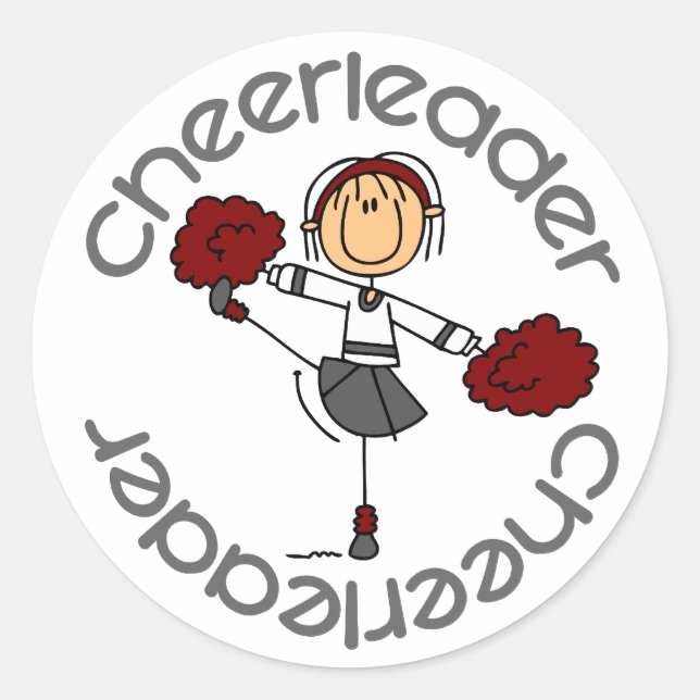 Cheerleader Stick Figure Classic Round Sticker (Front)