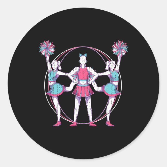 Cheerleader Team Cheer Practice Cheering Squad Che Classic Round Sticker (Front)