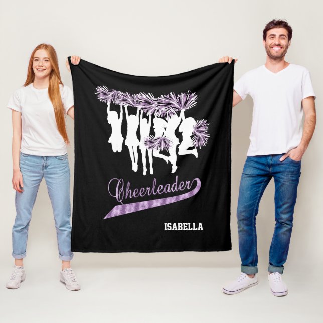 Cheerleader Team 📣 - Purple, Black and White Fleece Blanket (In Situ)