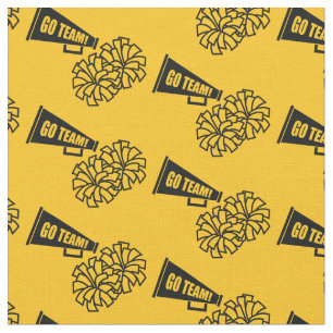 Cheerleader Team School Colors Black & Gold Fabric