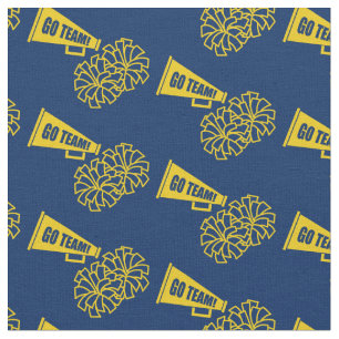 Cheerleader Team School Colors Gold & Navy Blue Fabric