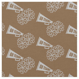 Cheerleader Team School Colors Grey Silver & Brown Fabric