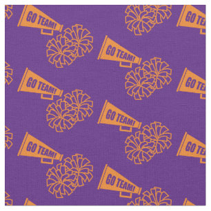 Cheerleader Team School Colors Orange & Purple Fabric