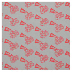 Cheerleader Team School Colors Red & Silver Grey Fabric