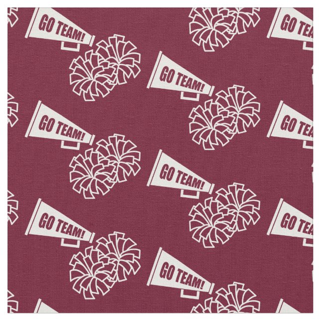 Cheerleader Team School Colors White & Maroon Fabric (Close Up)