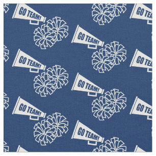 Cheerleader Team School Colors White & Navy Blue Fabric