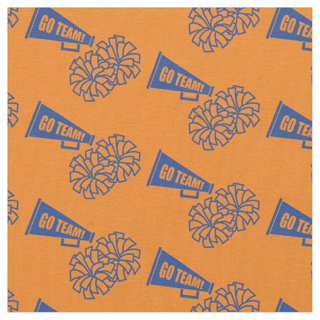 Cheerleader Team School Colours Blue & Orange Fabric (Close Up)