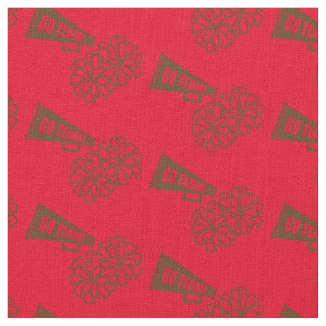 Cheerleader Team School Colours Brown & Red Fabric (Close Up)