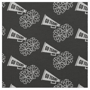 Cheerleader Team School Colours Grey Silver & Blac Fabric
