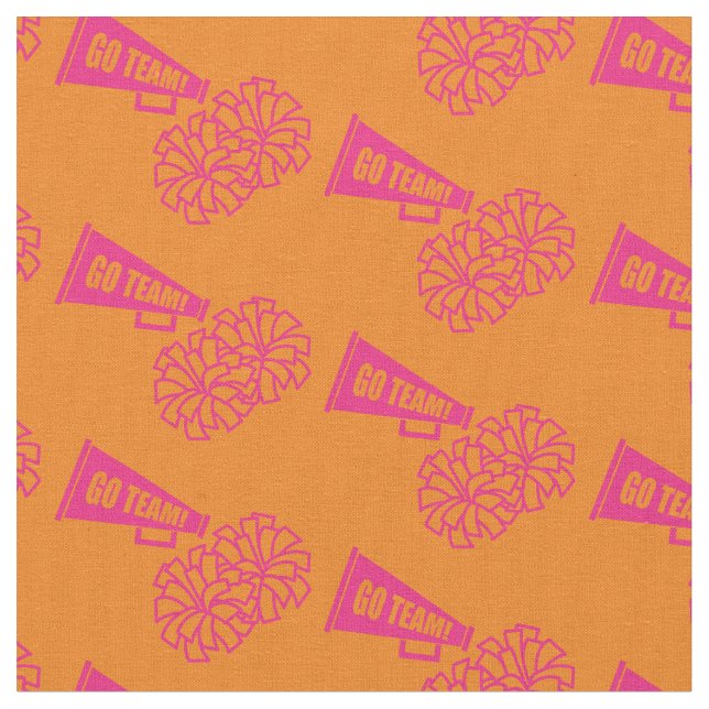 Cheerleader Team School Colours Pink & Orange Fabric (Close Up)