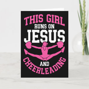 Cheerleader This Girl Runs On Jesus And Cheerleadi Card
