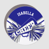 📣 Cheerleader  - White, Blue and Grey Car Magnet (Front)