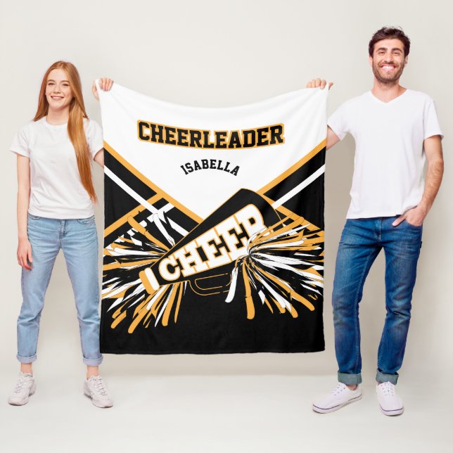 Cheerleader - White, Gold & Black Fleece Blanket (In Situ)