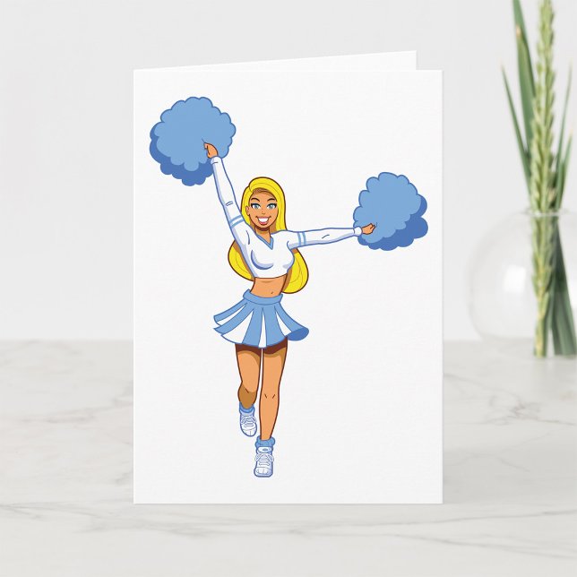 Cheerleader With Blue Pom Poms Card (Creator Uploaded)