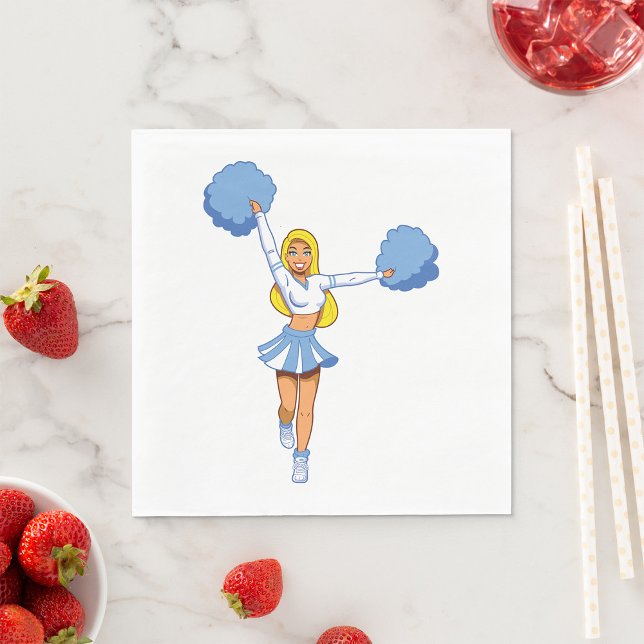 Cheerleader With Blue Pom Poms Napkin (Creator Uploaded)