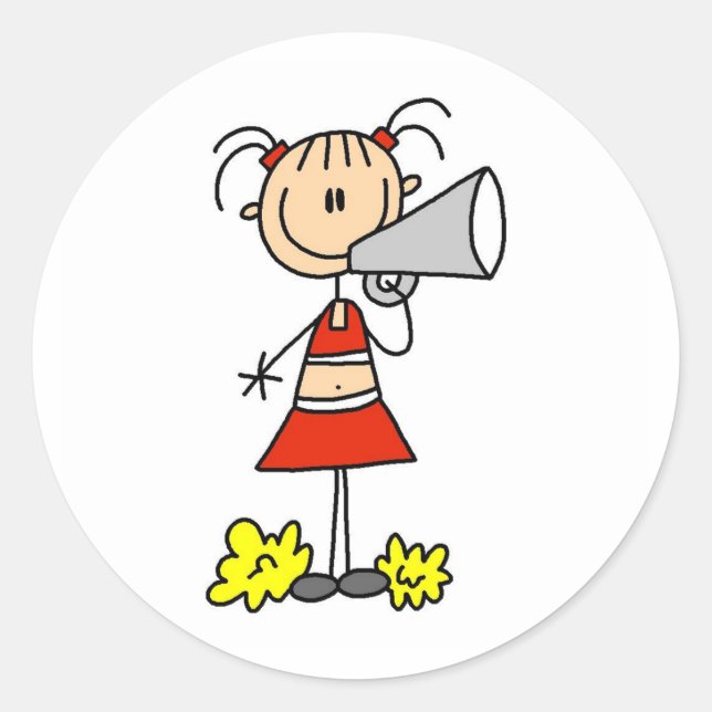 Cheerleader with Megaphone  Classic Round Sticker (Front)