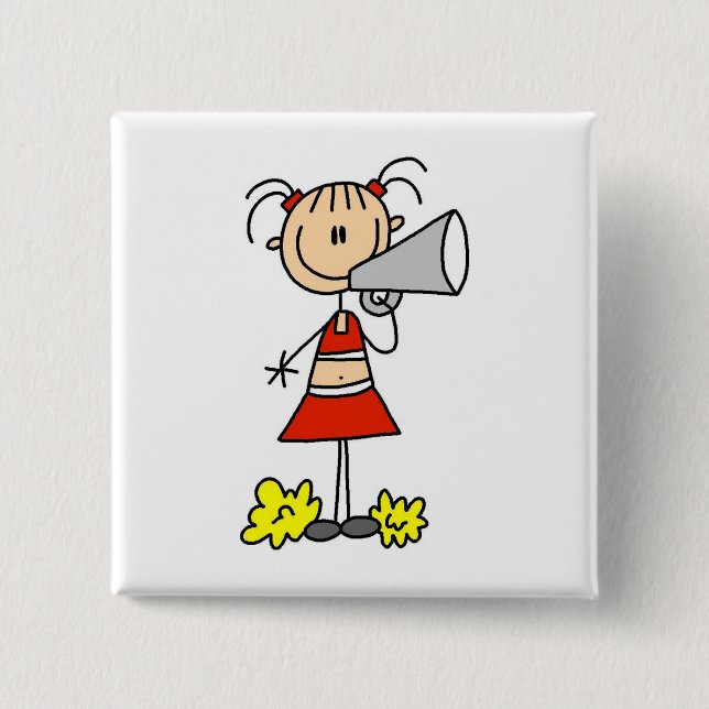 Cheerleader with Megaphone Tshirts and Gifts 15 Cm Square Badge (Front)