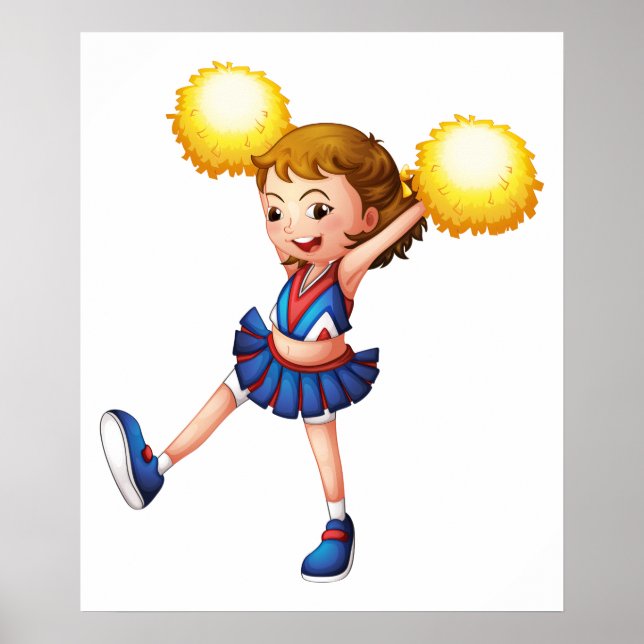 Cheerleader With Yellow Pom Poms Poster (Front)