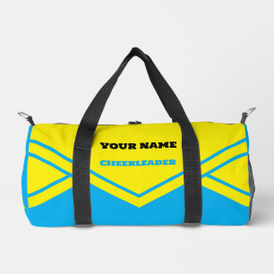 cheerleader yellow blue sky and white duffle bag
