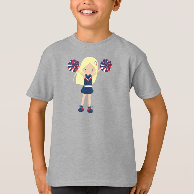 Cheerleaders, Cheerleading, Cute Girl, Blonde Hair T-Shirt (Front)