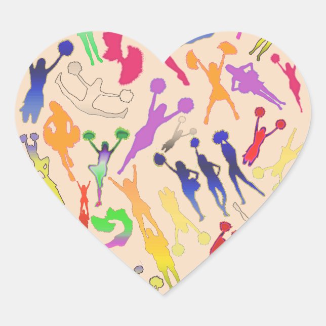 Cheerleaders Collage Heart Sticker (Front)