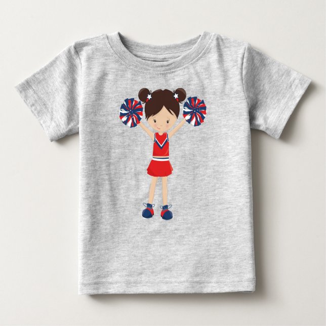Cheerleaders, Cute Girl, Brown Hair, Cheerleading Baby T-Shirt (Front)
