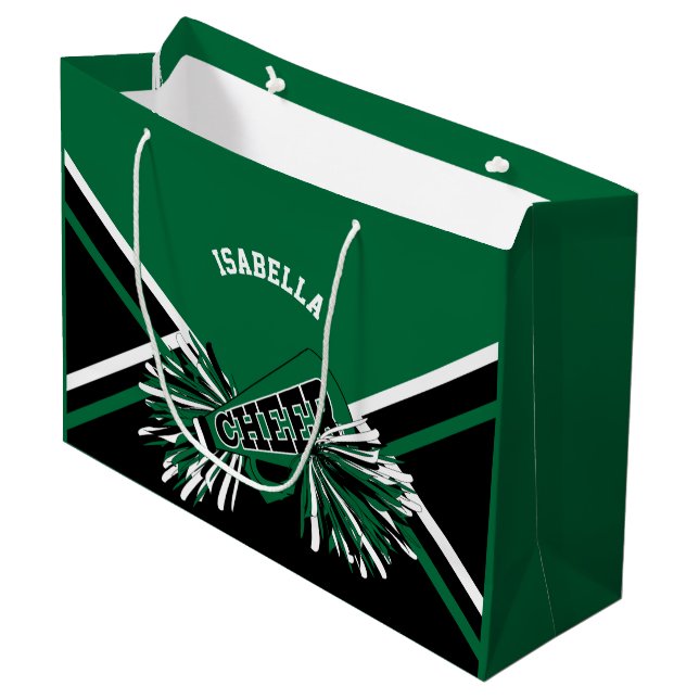 Cheerleaders - Dark Green, Black, White - Large Gift Bag (Front Angled)