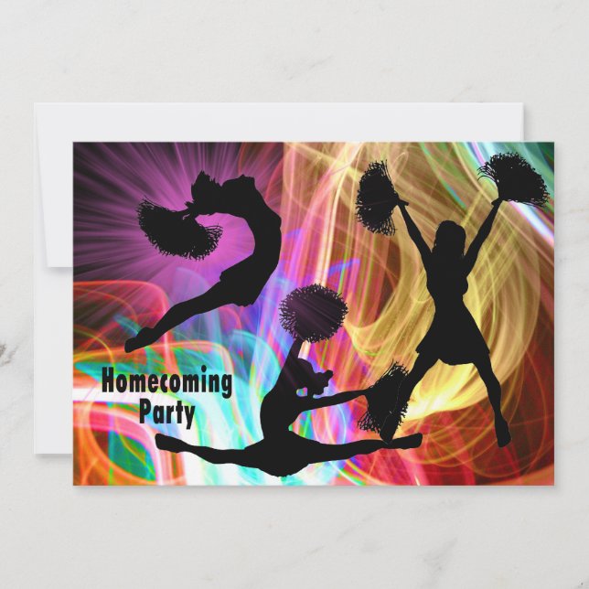Cheerleaders Electric Laser Show Homecoming Party Invitation (Front)