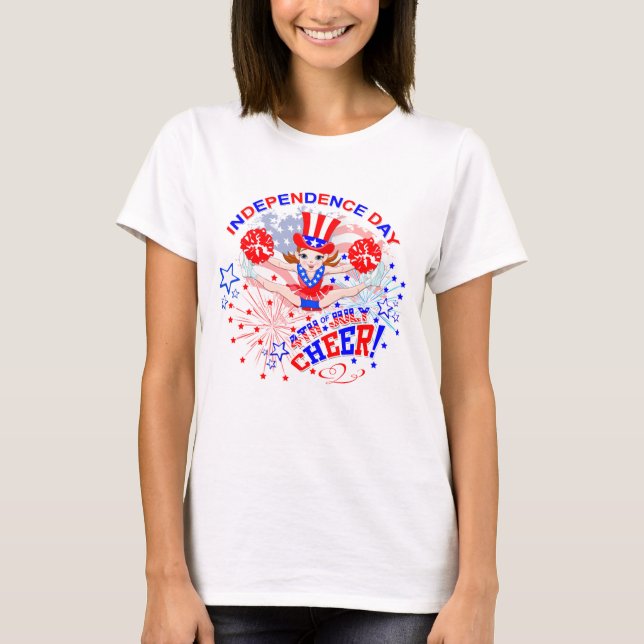 Cheerleader's, Independence Day, 4th July, Cheer T-Shirt (Front)