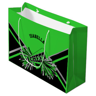Cheerleaders - Lime Green, Black, Silver - Large Gift Bag