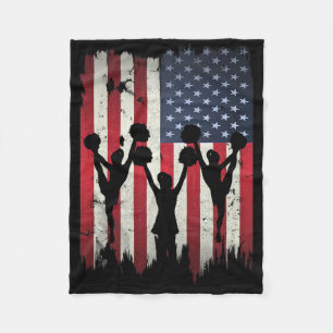 Cheerleaders Usa American Flag 4th Of July Cheerle Fleece Blanket