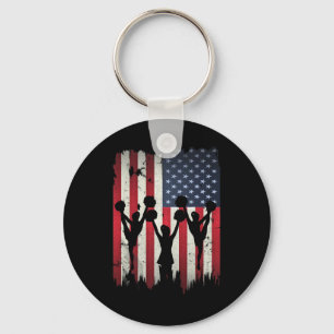 Cheerleaders Usa American Flag 4th Of July Cheerle Key Ring