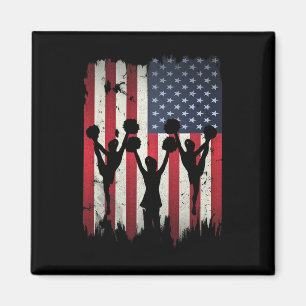Cheerleaders Usa American Flag 4th Of July Cheerle Magnet