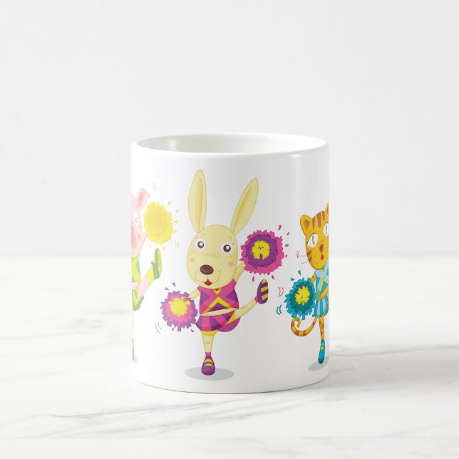 Cheerleading Animal Trio Pig Bunny and Cat  Coffee Mug (Creator Uploaded)