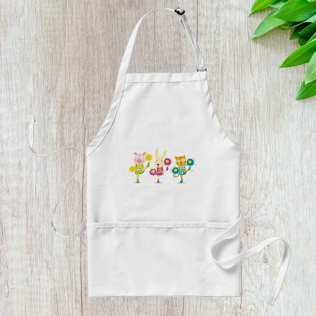 Cheerleading Animal Trio Pig Bunny and Cat  Standard Apron (Creator Uploaded)