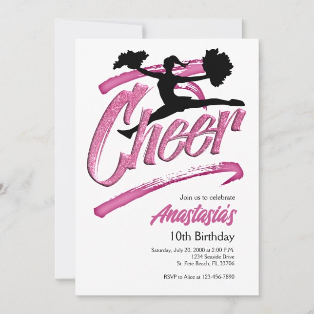 Cheerleading Birthday Invitation (Front)